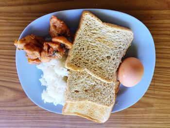 Close-up of breakfast served on table