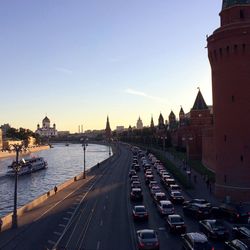 Road passing through city