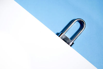 Close-up of padlock on table