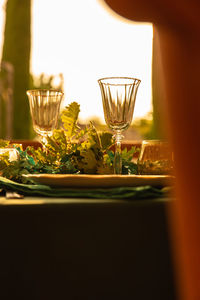 Close-up of wine glass on table