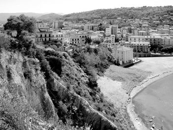 High angle view of townscape against sky