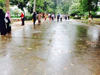 Group of people in rainy season