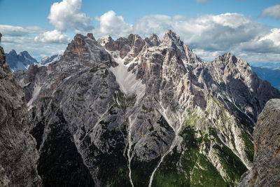 Val fiscalina and sesto dolomite panorama in trentino alps, italy