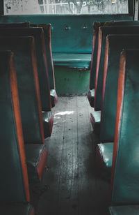 High angle view of empty seats in room