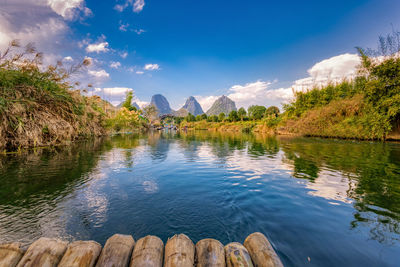 Scenic view of lake against sky