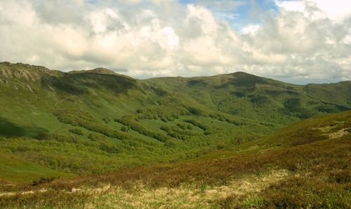 Panorama of the bieszczady mountains in spring. 