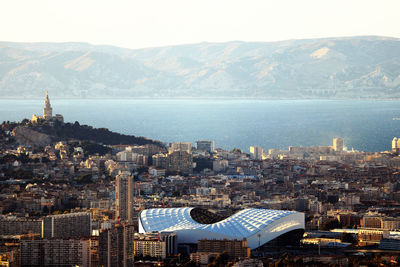 High angle view of cityscape