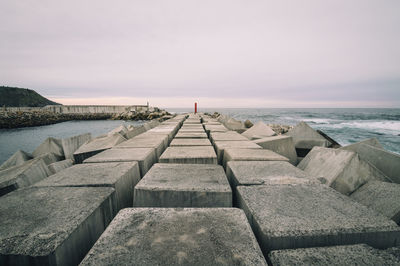 Concrete blocks at coast