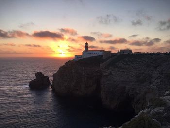 Scenic view of sea at sunset