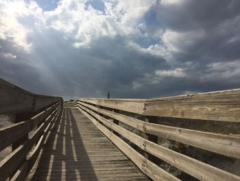 Empty boardwalk against sky