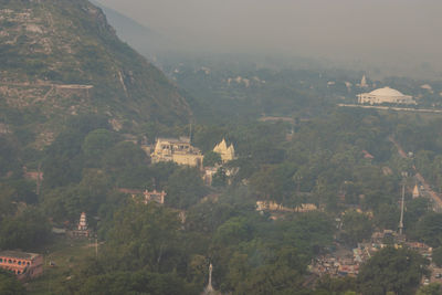 High angle view of townscape against sky