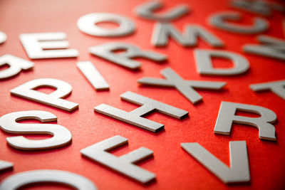 Close-up of text on table