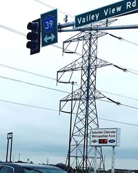 Low angle view of information sign against sky