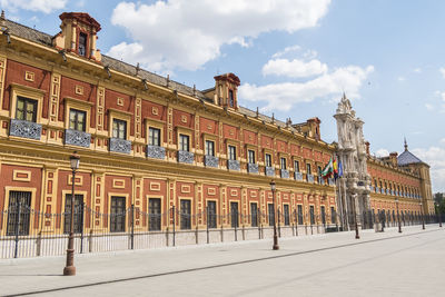 People in front of historic building