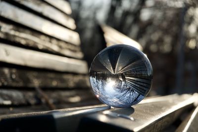 Close-up of old metal railing