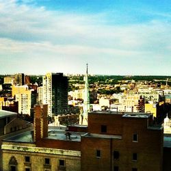 Cityscape with buildings in background