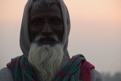 Portrait of man against clear sky