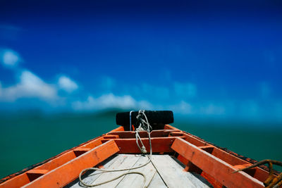 Boat moored in sea