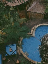 High angle view of swimming pool by sea