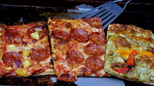 Close-up of pizza on plate