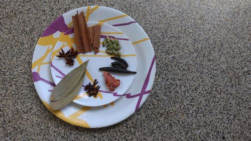 High angle view of food on plate