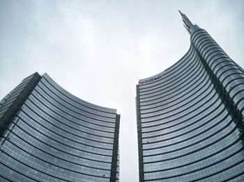 Low angle view of modern buildings against sky