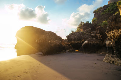 View of calm beach against sky