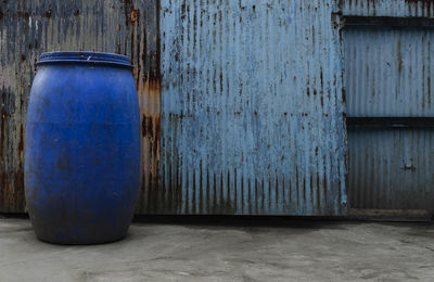 Close-up of blue metallic wall