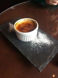 Close-up of coffee cup on table