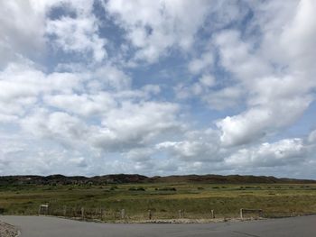 Scenic view of land against sky