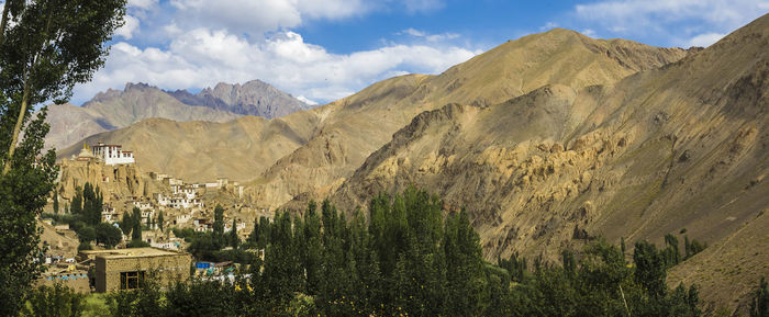 Panoramic view of landscape and mountains against sky