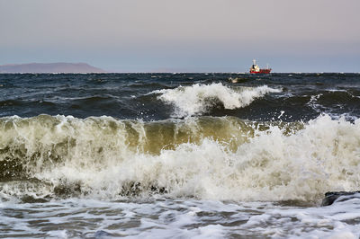 Scenic view of sea against clear sky