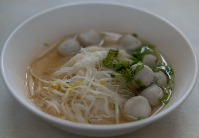 High angle view of meal served in bowl