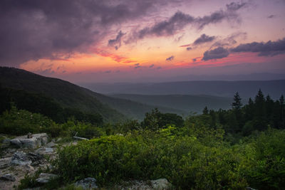 Scenic view of landscape against sky during sunset