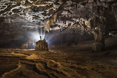 View of cave on rock formation