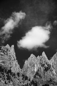 Panoramic view of rocks and mountains against sky