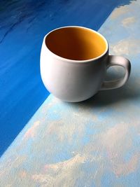 High angle view of drink on table