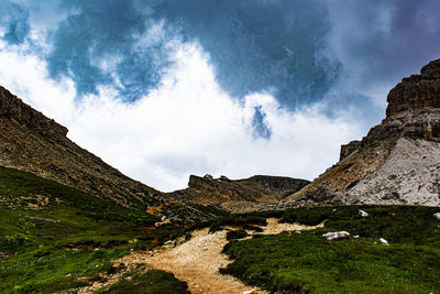 Low angle view of mountain against sky