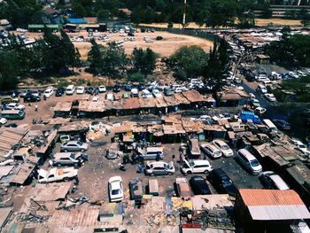 High angle view of town