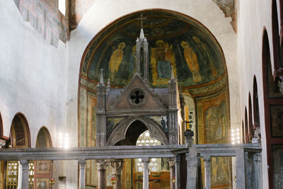 Interior of cathedral against building