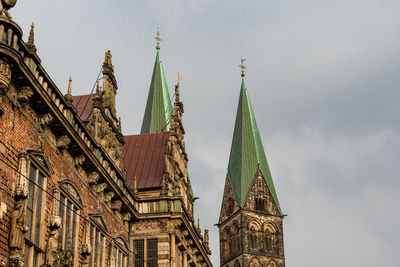 Low angle view of temple building against sky