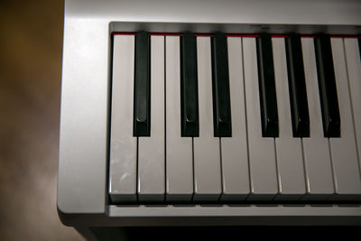 High angle view of piano keys