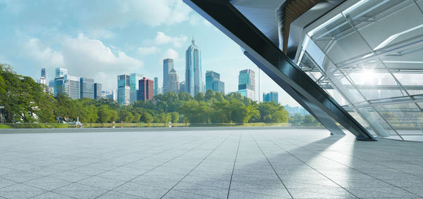 Panoramic shot of modern buildings against sky