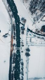 Aerial view of snow covered landscape