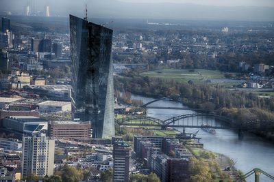 High angle view of bridge over river in city