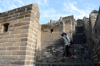 Woman on great wall of china