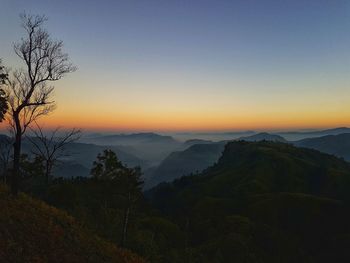 Scenic view of mountains against clear sky