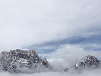 Snow covered mountains against sky