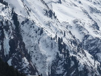 High angle view of snowcapped mountains