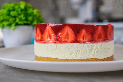 Close-up of dessert in plate on table